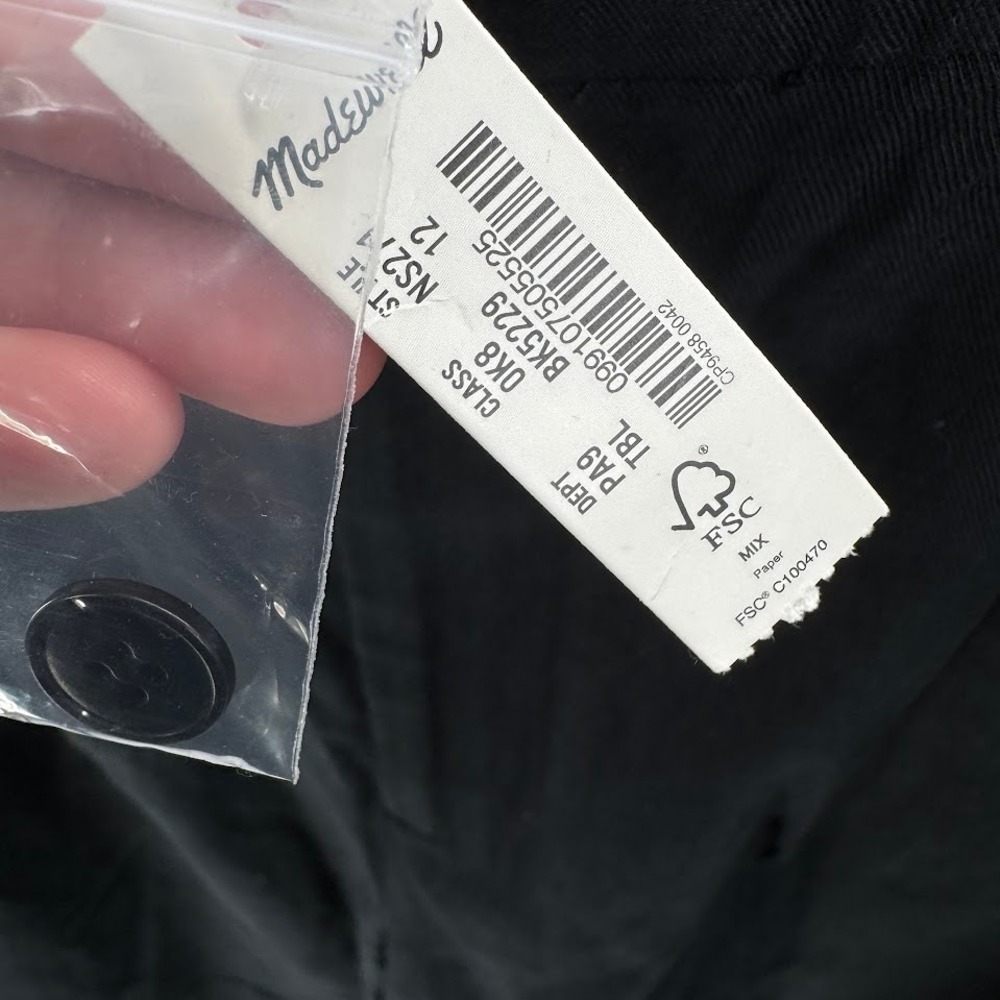 Madewell The Slouchy Straight Pant Size 12 Black Wide Leg Pleated Front Trousers - Picture 5 of 9